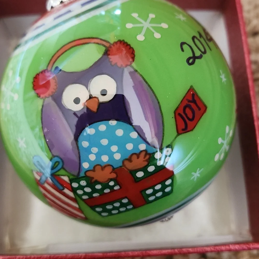 Pier 1 Li Bien Green Owl 2014 Christmas Ornament